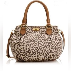 NWT - J.Crew Brompton Satchel w/Crossbody Strap - leather & canvas leopard print